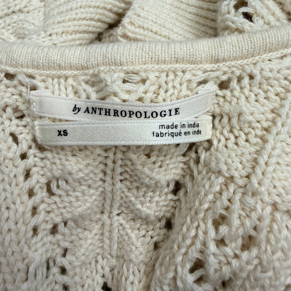 Anthropologie Ruffled Garden Crochet Knit Tank Cream Square Neck Pointelle XS - Picture 4 of 9